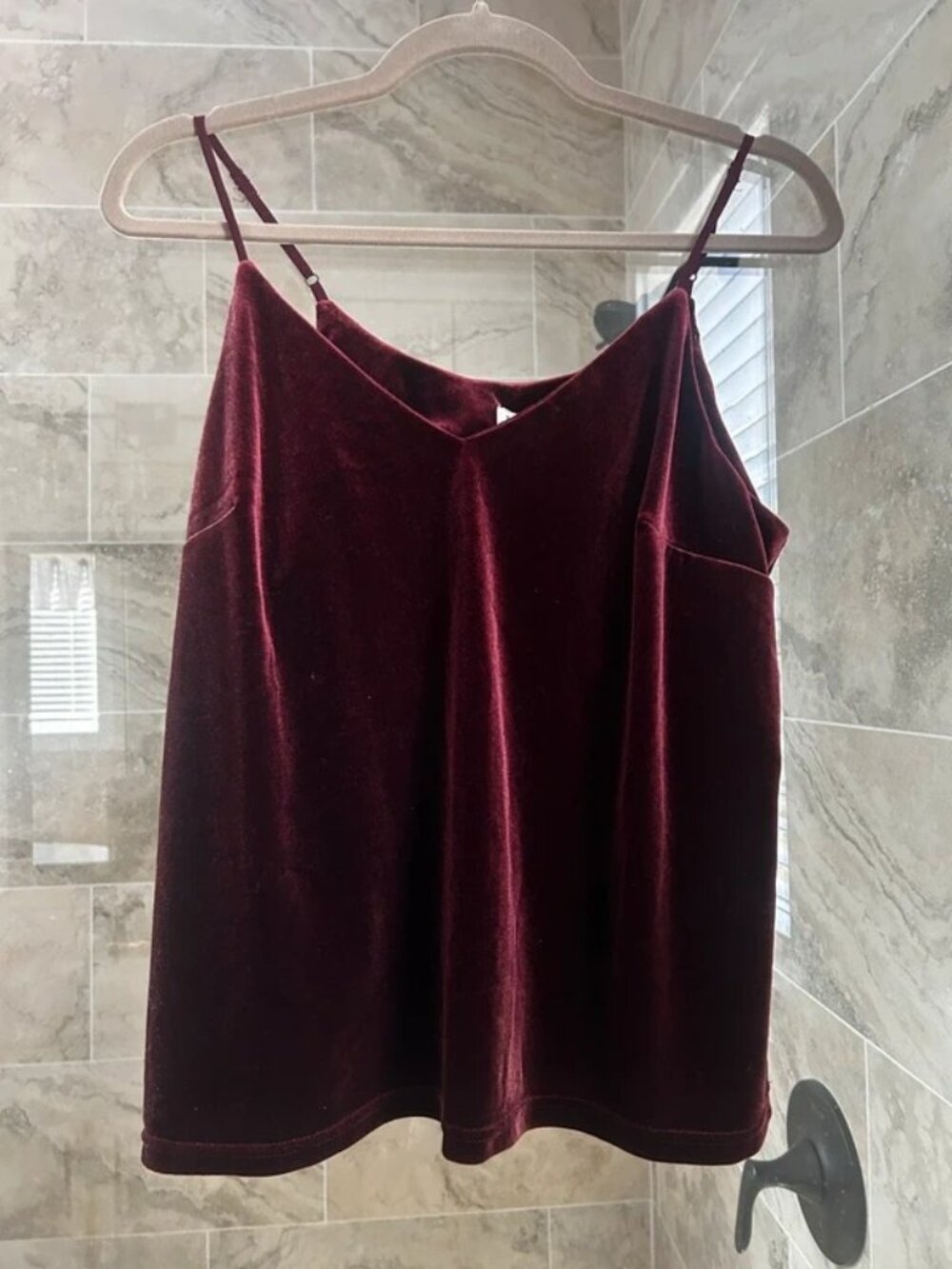 Burgundy Velvet Camisole Top with Adjustable Straps Women's Size S (US 4-6